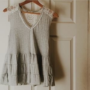 Anthropologie Mason & Belle gray & lace tank